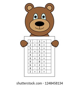 Worksheet. Mathematical puzzle game. Learning mathematics, tasks for addition  for preschool  children. worksheet for preschool kids - vector