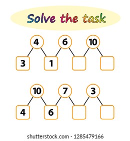 Worksheet. Mathematical puzzle game. Learning mathematics.