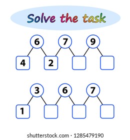 Worksheet. Mathematical puzzle game. Learning mathematics.