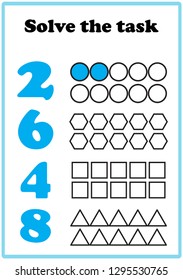 Worksheet. Mathematical puzzle game. Learning mathematics. worksheet for preschool kids - vector