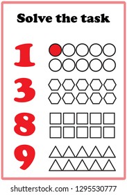 Worksheet. Mathematical puzzle game. Learning mathematics. worksheet for preschool kids - vector