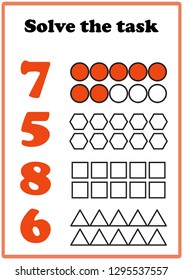 Worksheet. Mathematical puzzle game. Learning mathematics. worksheet for preschool kids - vector