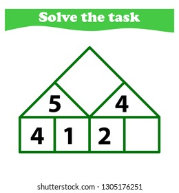 Worksheet. Mathematical puzzle game. Learning mathematics, 