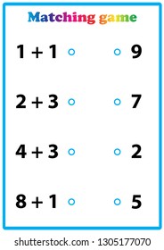 Worksheet. Mathematical puzzle game. Learning mathematics, tasks for addition  for preschool  children. worksheet for preschool kids - vector
