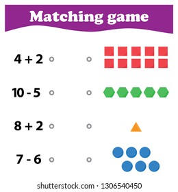 Worksheet. Mathematical puzzle game. Learning mathematics, tasks for addition  for preschool  children. worksheet for preschool kids - vector