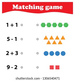 Worksheet. Mathematical puzzle game. Learning mathematics, tasks for addition  for preschool  children. worksheet for preschool kids - vector
