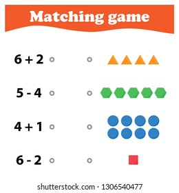 Worksheet. Mathematical puzzle game. Learning mathematics, tasks for addition  for preschool  children. worksheet for preschool kids - vector