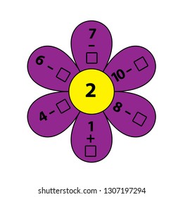 Worksheet. Mathematical puzzle game. Learning mathematics, tasks for addition  for preschool  children. worksheet for preschool kids - vector
