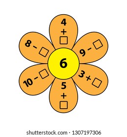 Worksheet. Mathematical puzzle game. Learning mathematics, tasks for addition  for preschool  children. worksheet for preschool kids - vector