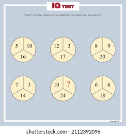 Worksheet. Mathematical puzzle game. Learning mathematics, tasks for addition for preschool children. worksheet for preschool kids - vector - IQ TEST