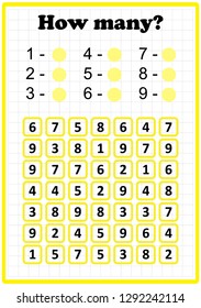 worksheet . Mathematics task. How many numbers. Game for kids