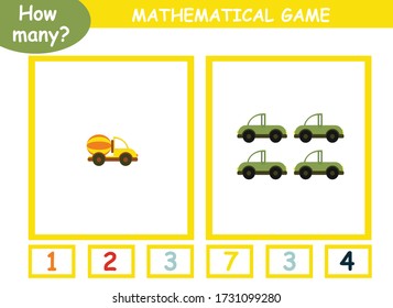 worksheet . Mathematics task. How many objects. Learning mathematics, numbers. Tasks for addition (counting) for preschool kids, children.