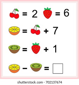 worksheet .  Mathematics task.  Learning mathematics, tasks for addition  for preschool  children. 