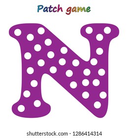 Worksheet. Patch game for kids. Learning letters. 