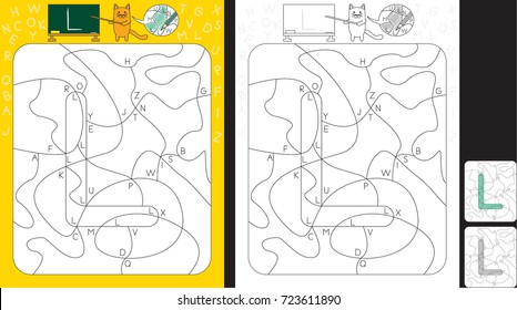 Worksheet for practicing letter recognition and fine motor skills - color only fields with letter L