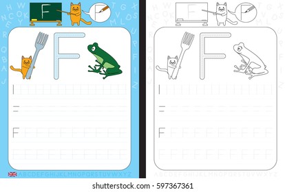 Worksheet for practicing letter writing - tracing letter F