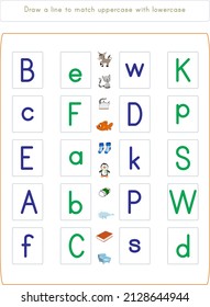 It is a worksheet prepared to teach upper and lower case letters in the alphabet.