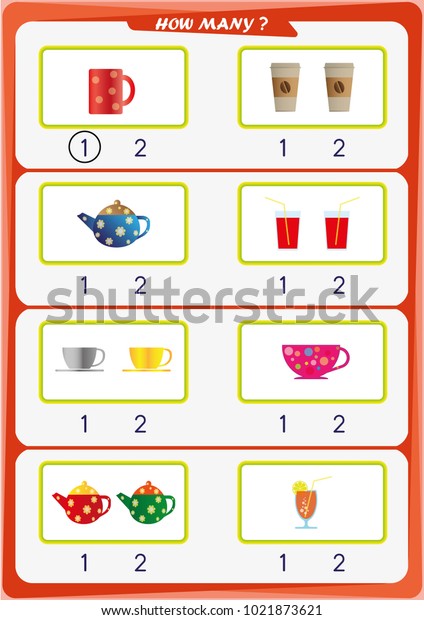 worksheet preschool children count number objects stock vector royalty free 1021873621