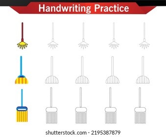 worksheet for preschool kids Handwriting practice sheet. Educational children game, printable worksheet for kids. Writing training printable worksheet. Halloween theme activity Handwriting practice