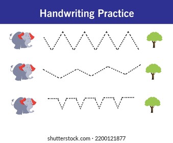 worksheet for preschool kids Handwriting practice sheet. Educational children game, printable worksheet for kids. Writing training printable worksheet. Halloween theme activity Handwriting practice 