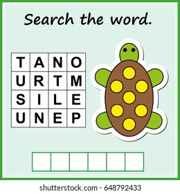 worksheet for preschool kids. Words educational game for children. Find the word. 