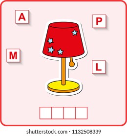 worksheet for preschool kids/ Words puzzle educational game for children. Place the letters in right order.