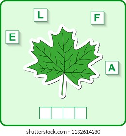 worksheet for preschool kids/ Words puzzle educational game for children. Place the letters in right order.