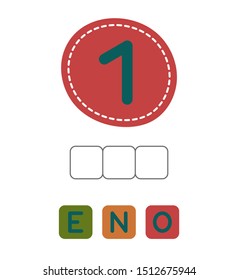 Worksheet for preschool kids. Words puzzle educational game for children. Place the letters in right order. Card from a set for child development and education. Vector illustration.