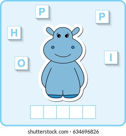 worksheet for preschool kids/ Words puzzle educational game for children. Place the letters in right order.