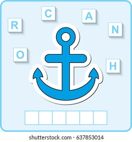 worksheet for preschool kids.  Words puzzle educational game for children. Place the letters in right order.