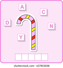 worksheet for preschool kids.  Words puzzle educational game for children. Place the letters in right order.