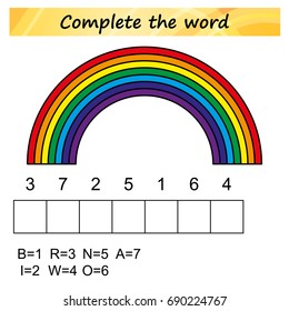 worksheet for preschool kids. Words puzzle educational game for children. Place the letters in right order.