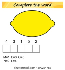 worksheet for preschool kids. Words puzzle educational game for children. Place the letters in right order.