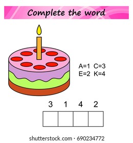 worksheet for preschool kids. Words puzzle educational game for children. Place the letters in right order.