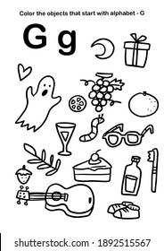 Worksheet Printable Activity Book, Color the objects