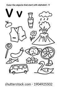 Worksheet Printable Activity Book, Color the objects
