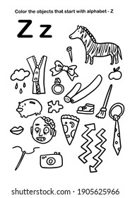 Worksheet Printable Activity Book, Color the objects
