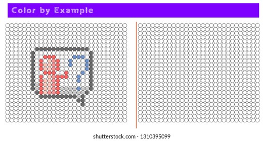 Worksheet. Puzzle task, game for preschool kids. Color by example. Coloring book. Vector illustration. Paint the circles. - Vector AI