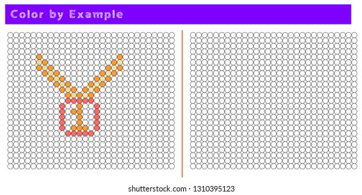 Worksheet. Puzzle task, game for preschool kids. Color by example. Coloring book. Vector illustration. Paint the circles. - Vector AI