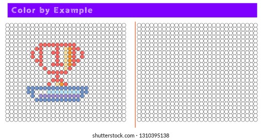 Worksheet. Puzzle task, game for preschool kids. Color by example. Coloring book. Vector illustration. Paint the circles. - Vector AI