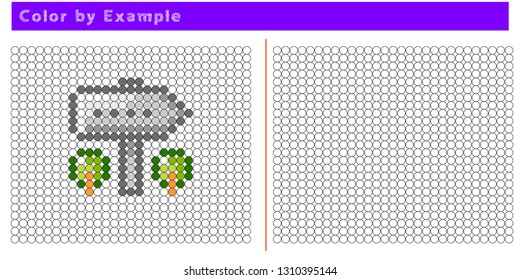 Worksheet. Puzzle task, game for preschool kids. Color by example. Coloring book. Vector illustration. Paint the circles. - Vector AI