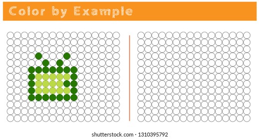 Worksheet. Puzzle task, game for preschool kids. Color by example. Coloring book. Vector illustration. Paint the circles. - Vector AI
