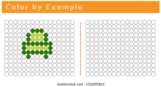 Worksheet. Puzzle task, game for preschool kids. Color by example. Coloring book. Vector illustration. Paint the circles. - Vector AI
