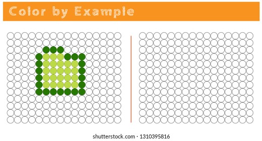 Worksheet. Puzzle task, game for preschool kids. Color by example. Coloring book. Vector illustration. Paint the circles. - Vector AI
