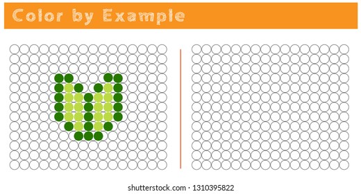 Worksheet. Puzzle task, game for preschool kids. Color by example. Coloring book. Vector illustration. Paint the circles. - Vector AI
