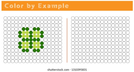 Worksheet. Puzzle task, game for preschool kids. Color by example. Coloring book. Vector illustration. Paint the circles. - Vector AI
