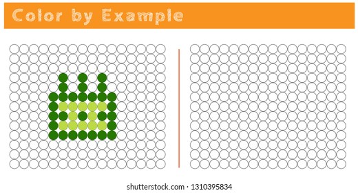 Worksheet. Puzzle task, game for preschool kids. Color by example. Coloring book. Vector illustration. Paint the circles. - Vector AI
