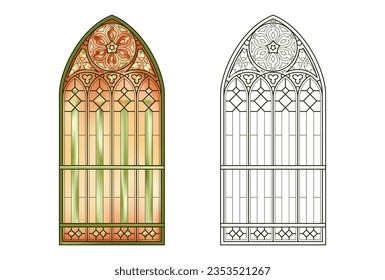 Worksheet with Stained Church glass in gradient colors.