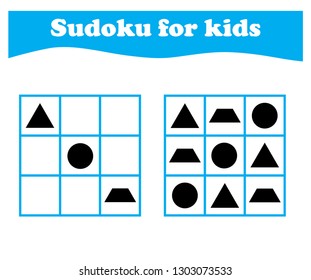 Worksheet. Sudoku for kids. Game for preschool kids, training logic