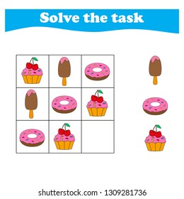 Worksheet. Sudoku with pictures.  education game. Paste pictures into the correct cells. 